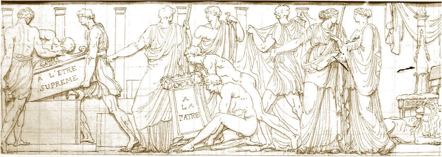 La ragione che strappa la benda dell'Errore e della Superstizione ai popoli idolatri - disegno